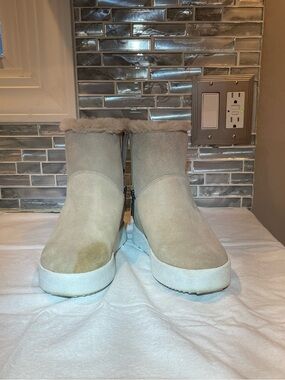 Blondo Beige Faux Fur Ankle Booties
